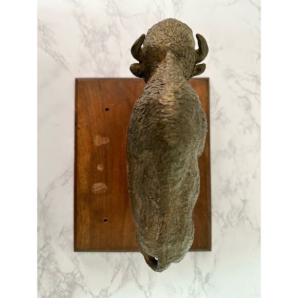 Vintage Bison Sculpture Bob Haynes '76 Western Cowboy Bronze Decor Statue Signed - Picture 5 of 13